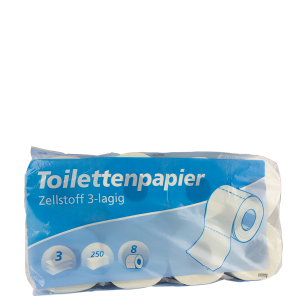 Toilettenpapier 3-lagig, 8 Rollen 250 Blatt